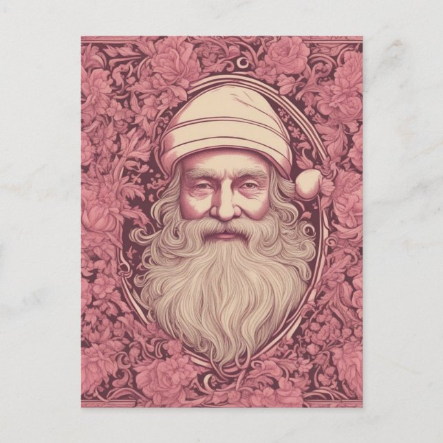Rosa Retro Tomte Vykort (Framsida)