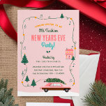 Rosa Retro Traditionell Nyårsafton Party Inbjudningar<br><div class="desc">Att blåsa nytt liv i julklapp! Transport tillbaka i tid med denna roligt familjetradition personlig rosa Julgran Nyårsafton Julfest Inbjudan till vintage bil . Jul ljus hänger från Julgran och viftar runt helgdag-kortet med Julgranar, rosa och träd. Dö in i den gamla charmens magi och skapa eviga minnen med dina...</div>