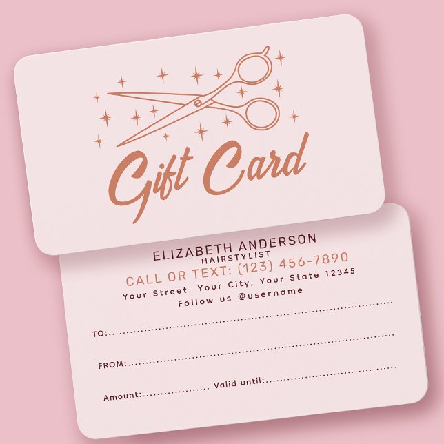 Rosa Retro Typography Hairstylist Gift-kort Visitkort (Skapare uppladdad)