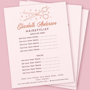 Rosa Retro Typography Hairstylist Reklamblad