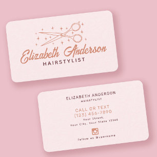 Rosa Retro Typography Hairstylist Visitkort