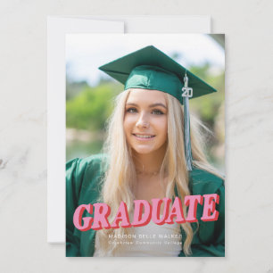 Rosa Retro Typography Studenten annons Tack Kort