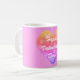 Rosa Retro Valentines Day Heart Kaffemugg