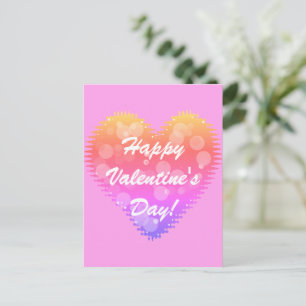 Rosa Retro Valentines Day Heart Vykort