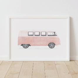Rosa Retro Van Nursery Decor Poster