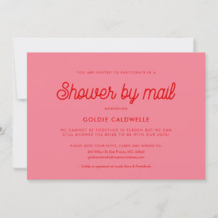 Rosa Retro vintage-skript Baby Shower med post Inbjudningar