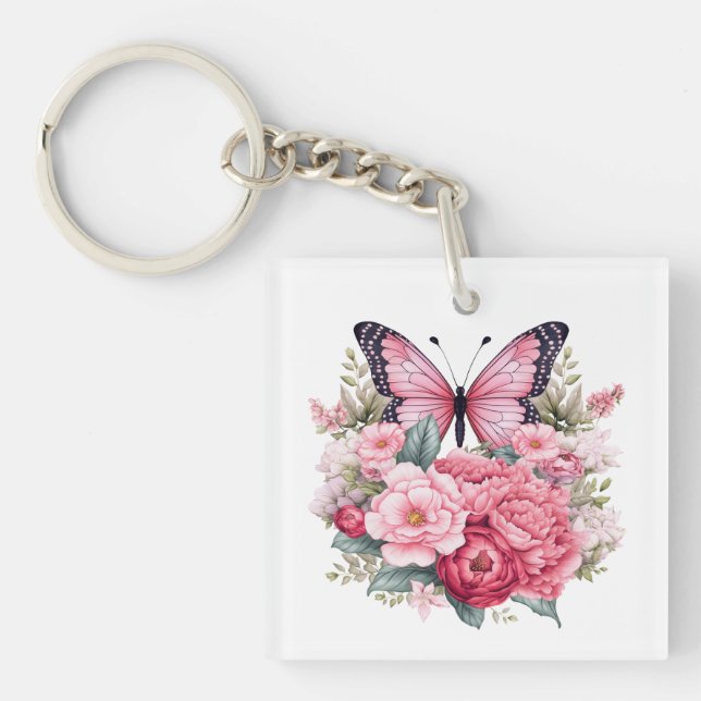 Rosa Retro Watercolor Butterfly & Flowers (Framsidan)