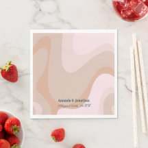 Rosa Retro Wave Monogram Bröllop Napkins