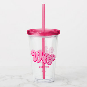 Rosa Retro Wifey Est. År Bride Fiancé Take Away Mugg