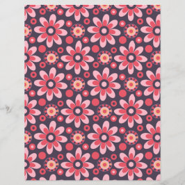 Rosa retroblommönster dubbelsidigt scrapbookpapper