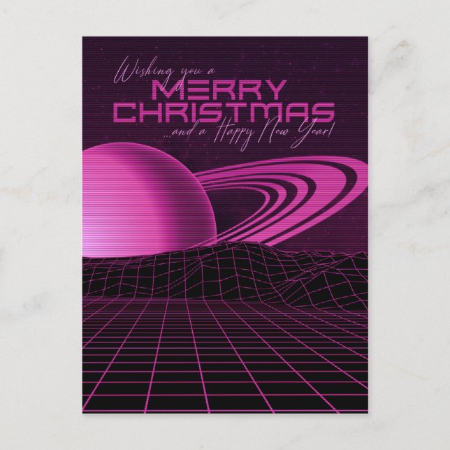 Rosa Retrowave-jul Vykort (Framsida)