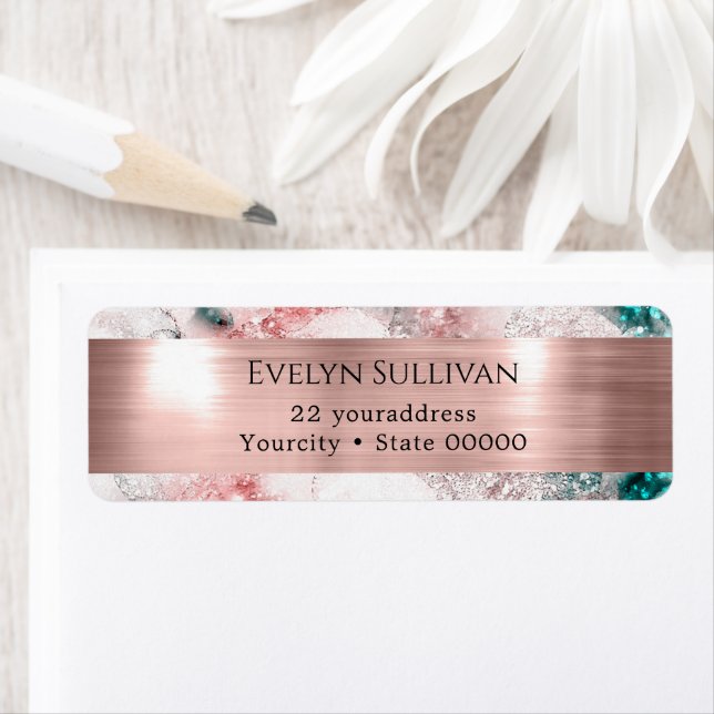 Rosa - returadressetikett för vattenfärgsretur returadress etikett (Insitu)
