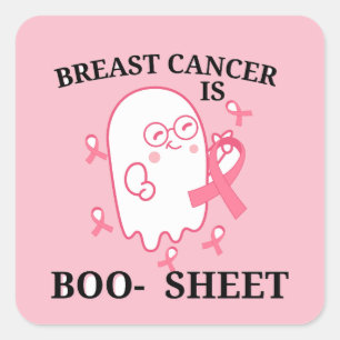 Rosa-revbenet spökbröstcancer roligt Halloween Fyrkantigt Klistermärke
