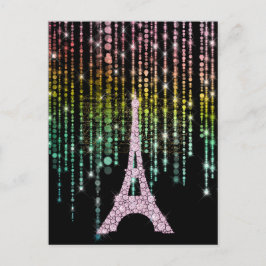 Rosa Rhinestones Eiffel Torn Vykort