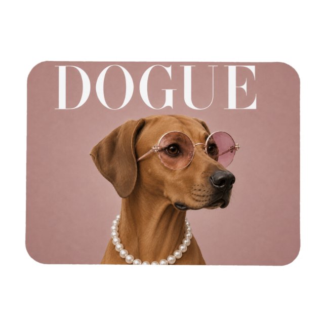 Rosa Rhodesian Ridgeback Hund Covergirl Magnet (Horisontell)
