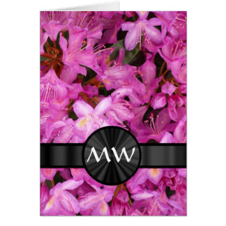 Rosa Rhododendron-blommor monogram Hälsningskort