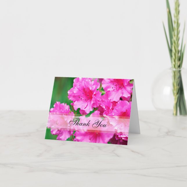Rosa Rhododendron Blommor Tack Kort (Framsida)
