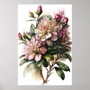 Rosa Rhododendron Flowers Art Print Poster