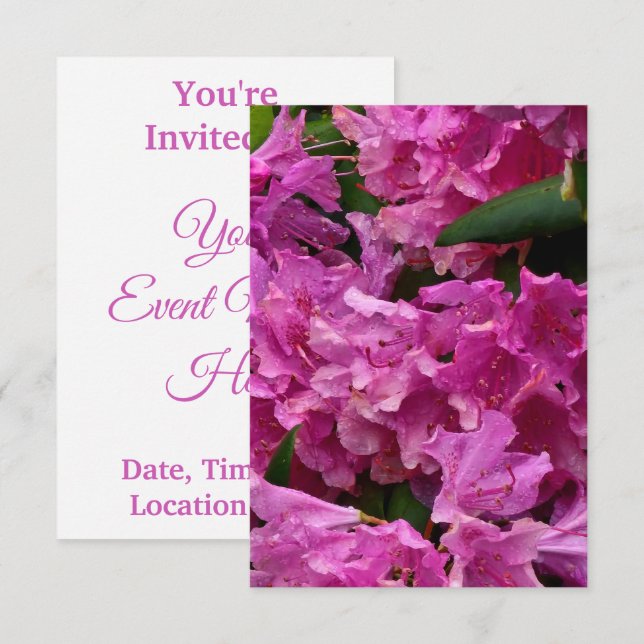 Rosa Rhododendron Flowers Inbjudningar (Fram/baksida)