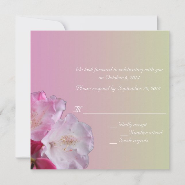 rosa rhododendronblommor RSVP-kort Inbjudningar (Framsida)