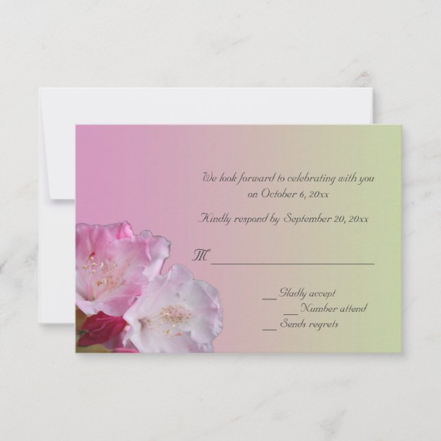 rosa rhododendronblommor svara-kort inbjudningar (Framsida)