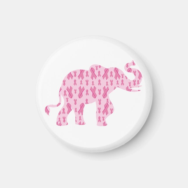 Rosa Ribbin Elephant Magnet (Framsidan)