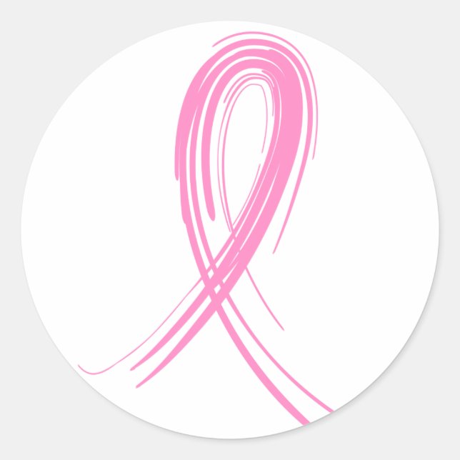 Rosa Ribbon 2 Bröstcancer Runt Klistermärke (Framsida)