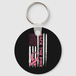 Rosa Ribbon American Flagga Breast Cancer Awaren Nyckelring