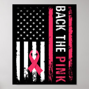 Rosa Ribbon American Flagga Breast Cancer Awaren Poster