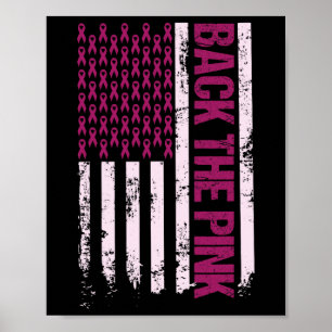 Rosa Ribbon American Flagga Breast Cancer Awaren Poster
