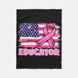 Rosa Ribbon American Flagga Educator Breast Cancer Fleecefilt