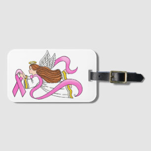 Rosa Ribbon Angel Bagagebricka