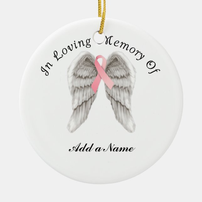 Rosa Ribbon Angel Vingar Memory X-Mas Ornament (Framsidan)