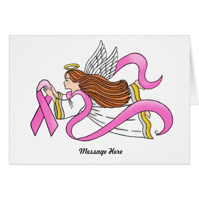 "Rosa Ribbon" Awareness Angel Hälsningskort (Framsidan Horizontal)