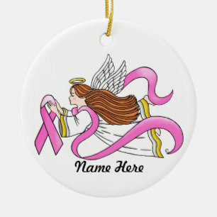 "Rosa Ribbon" Awareness Angel Julgransprydnad Keramik