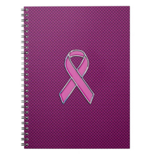 Rosa Ribbon Awareness Carbon Fiber Decor Anteckningsbok