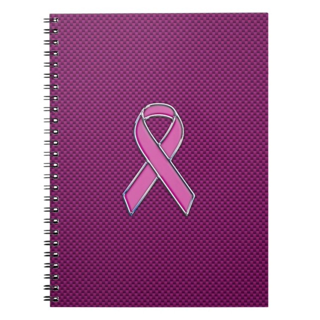 Rosa Ribbon Awareness Carbon Fiber Decor Anteckningsbok (Framsidan)