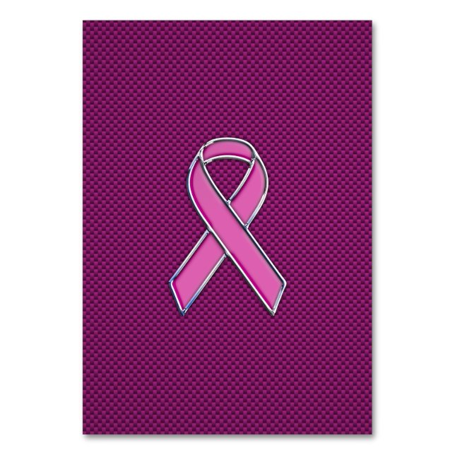 Rosa Ribbon Awareness Carbon Fiber Decor Bordsnummer (Framsidan)