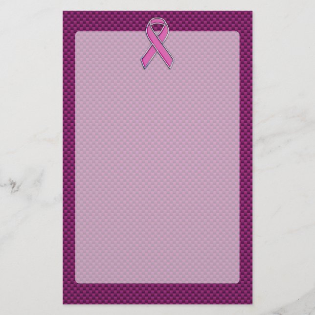 Rosa Ribbon Awareness Carbon Fiber Decor Brevpapper (Framsida)