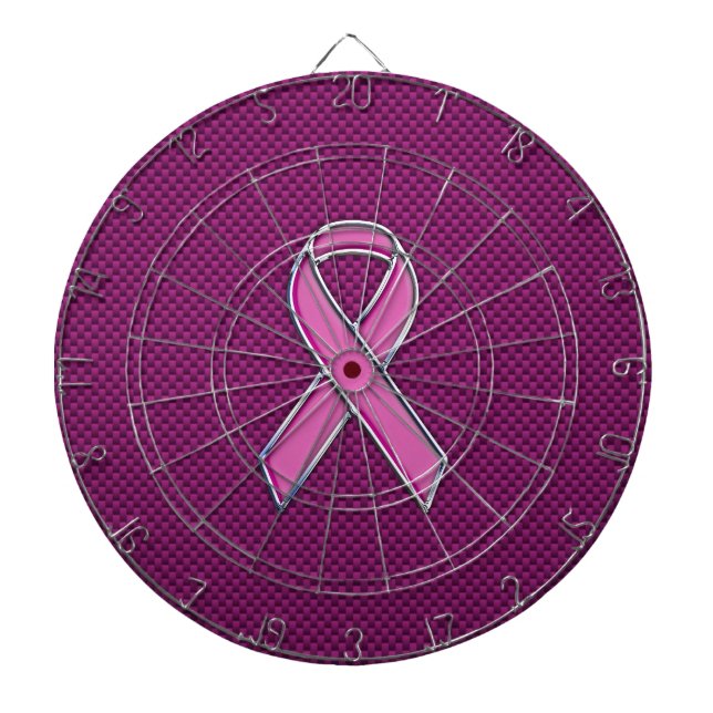 Rosa Ribbon Awareness Carbon Fiber Decor Darttavla (Framsidan)