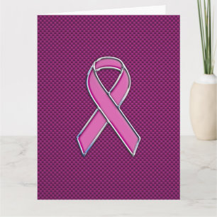 Rosa Ribbon Awareness Carbon Fiber Decor Kort