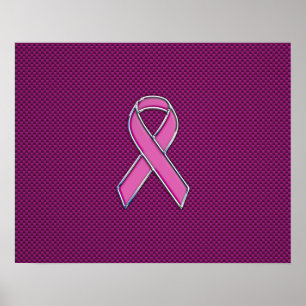 Rosa Ribbon Awareness Carbon Fiber Decor Poster