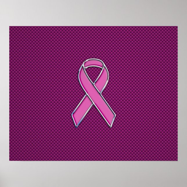 Rosa Ribbon Awareness Carbon Fiber Decor Poster (Framsidan)