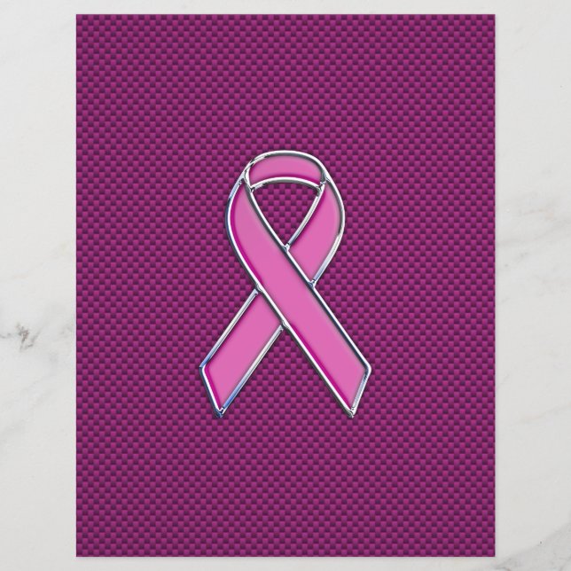Rosa Ribbon Awareness Carbon Fiber Decor Reklamblad (Framsidan)
