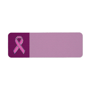 Rosa Ribbon Awareness Carbon Fiber Decor Returadress Etikett