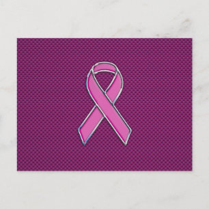 Rosa Ribbon Awareness Carbon Fiber Decor Vykort