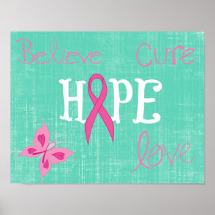 Rosa Ribbon Awareness Inspirational Ord Poster