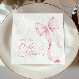Rosa Ribbon Baby Shower Papper Napkins Pappersservett