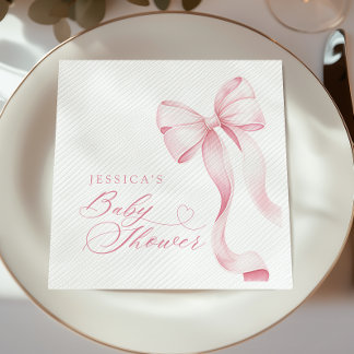 Rosa Ribbon Baby Shower Papper Napkins Pappersservett