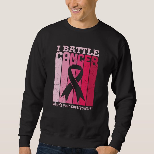 Rosa Ribbon Battle Cancer Survivor Support Warrior Lång Ärmad Tröja (Framsida)